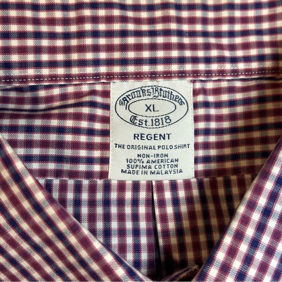 Brooks Brothers Regent Men’s XL Button Down‎ Red And Blue Checker Long Sleeve - Picture 3 of 6